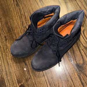 men’s navy 100% leather timberland boots size 7.5